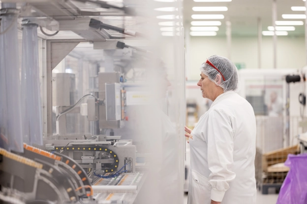 Une scientifique concentrée sur son travail sur une machine en laboratoire