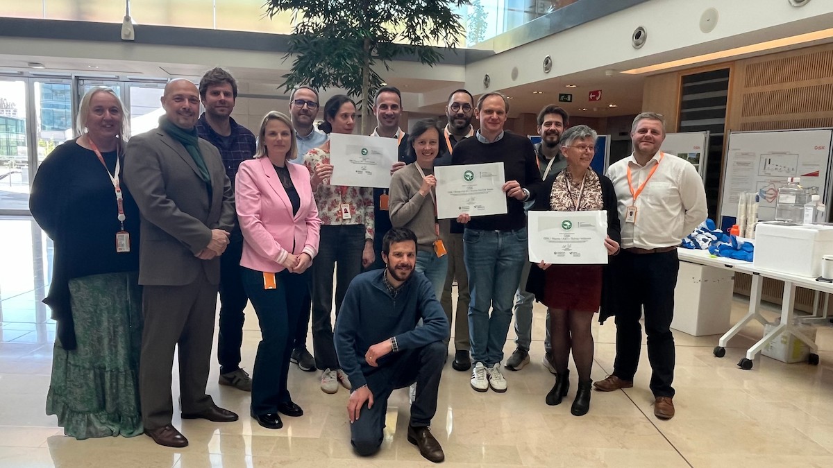 GSK Wavre team celebrating the My Green Lab sustainability certification for Quality Control labs