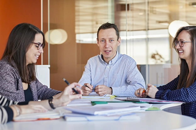 Nicolas in a launch team meeting for Zoster Shingles, Belgium